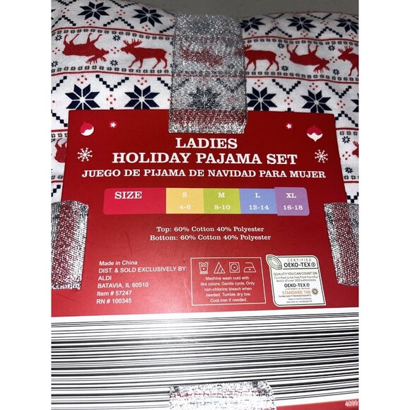 NWT ~ MERRY MOMENTS 2-Piece Pajama Set Women XL  16/18 Moose Snowflake Family - Picture 7 of 10